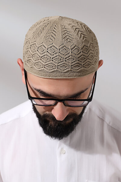 ihvan online Platinum Prayer Skull - Embossed Pattern Braided, Brown