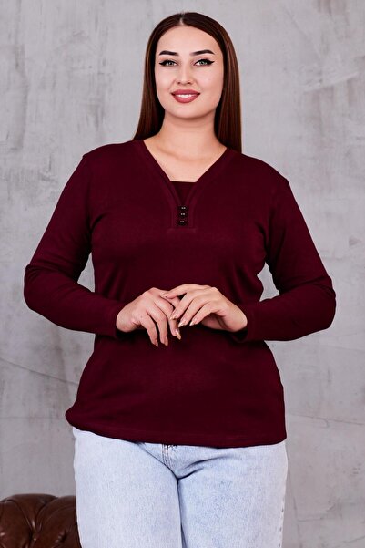 Siyezen Bluză dublă mărime mare cu cu vipușcă nasturi, pachet de bumbac