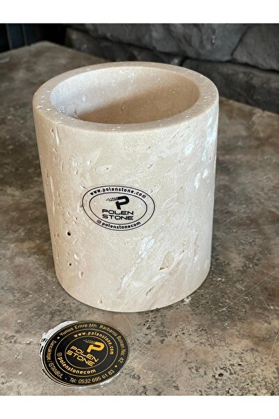 Polen Stone Traverten Doğal Taş Diş Fırçalık-Mumluk-kaşıklık