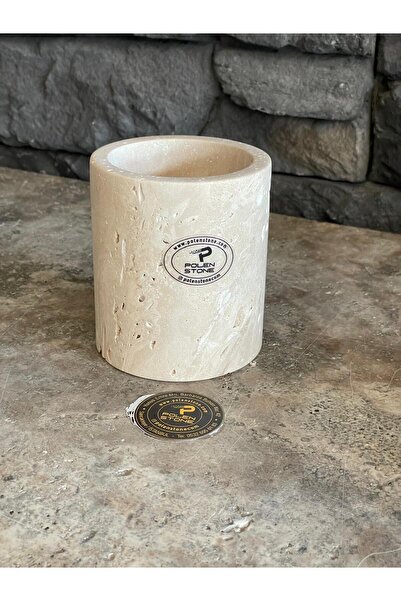 Polen Stone Traverten Doğal Taş Diş Fırçalık-Mumluk-kaşıklık