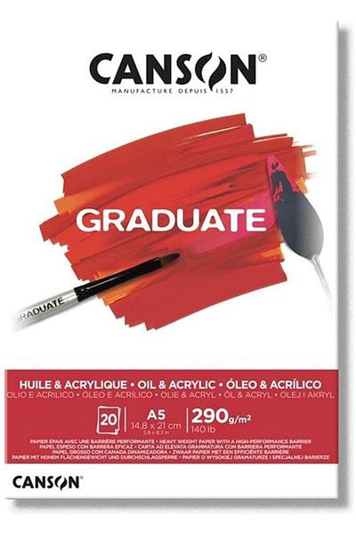 Canson Pictură acrilică și ulei pentru absolvenți A5 290gr 20yp Bloc / 400110379
