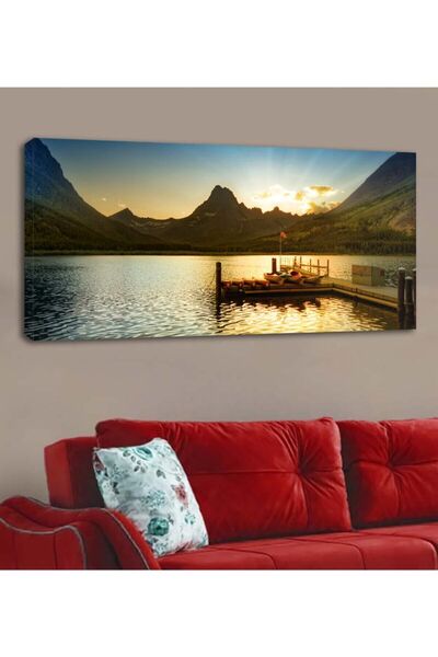 TosbArt Extra Dev Boyut Lüks Kanvas Tablo Doğa Göl Manzara