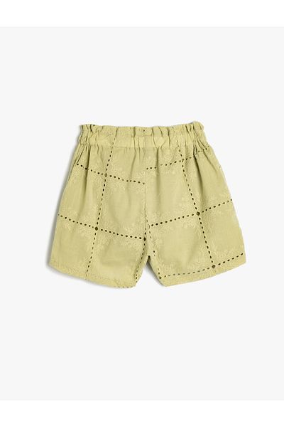 Koton Pantaloni scurți brodați din bumbac cu talie înaltă