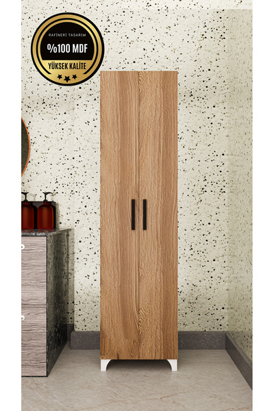 rafineritasarım Long Mdf Beyaz 2 Kapaklı Çok Amaçlı Mutfak Dolabı Banyo Dolabı Çok Amaçlı Dolap