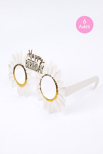 Le Mabelle White Daisy Themed 6-Piece Party Glasses