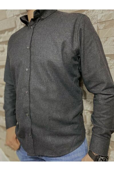 BENESSE χειμωνιάτικο μακρυμάνικο πουκάμισο χωρίς τσέπη με λεπτή εφαρμογή