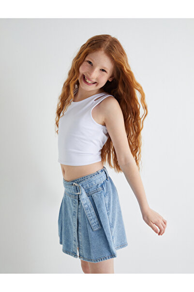 Koton Kot Şort Etek Kemer Detaylı Pamuklu