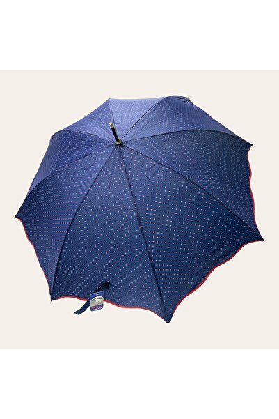 Marlux Lacivert KırmızıNoktalı Baston Şemsiye 8 Telli 709880