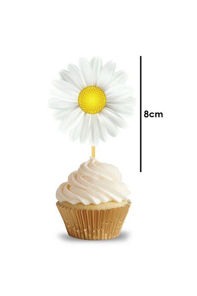 Le Mabelle Στολίδι τούρτας με οδοντογλυφίδες White Daisy 10 τεμαχίων