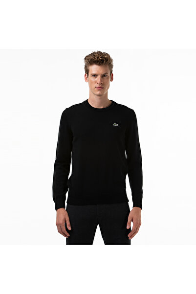 Lacoste Men's Regular Fit Crew Neck Organic Cotton Black Sweater