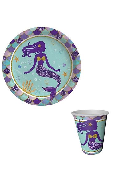 Le Mabelle Σετ πιατέλας 8 τεμαχίων με στάμπα Lila Mermaid