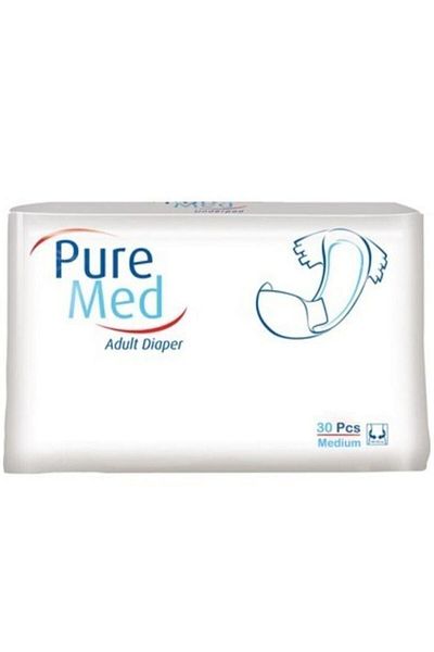 Puremed Medium-Medium Size Textile Surface Adult Patient Diapers 30 Pieces 1 Pack