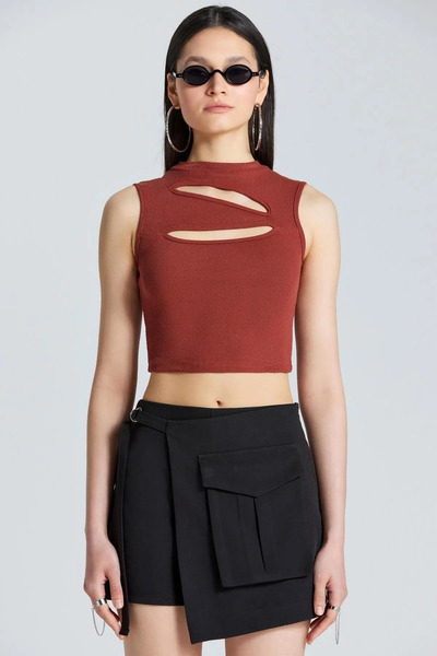 World Fashion Trends WFT2573 - Crop Top cu țiglă cu picurare dublă