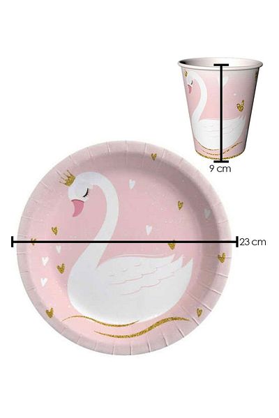 Le Mabelle Pink Swan Themed Party Set of 4