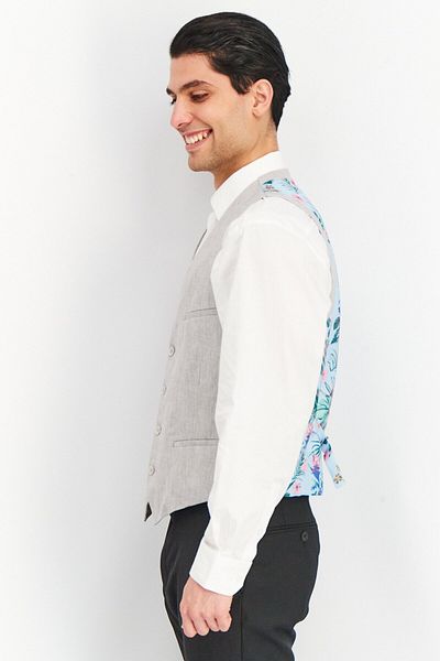 Bar III Men Slim Fit Floral Print Sleeveless Vest, Grey