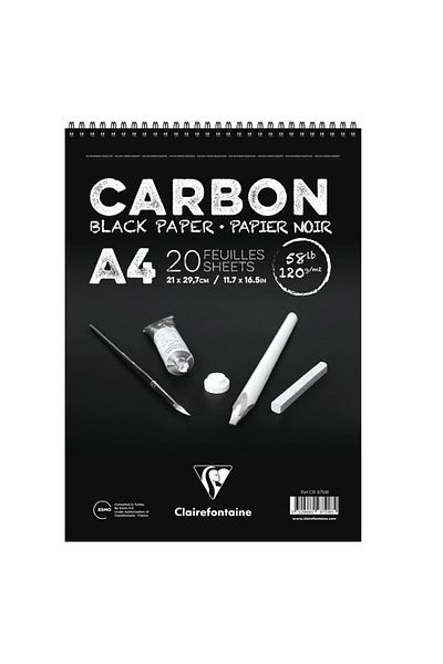 Clairefontaine CLAIREFONTAINE CR 97518 - A4 Spiraled Black Drawing Block 120g 20yp