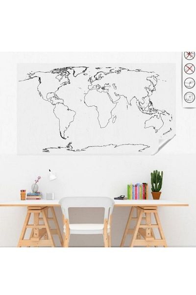 BALON HOME Mute Paper World Map - Static Smart Board Marker