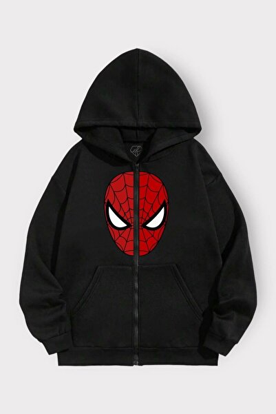 Violon سترة سوداء للجنسين من شخصية سبايدر مان مزودة بسحّاب بغطاء رأس