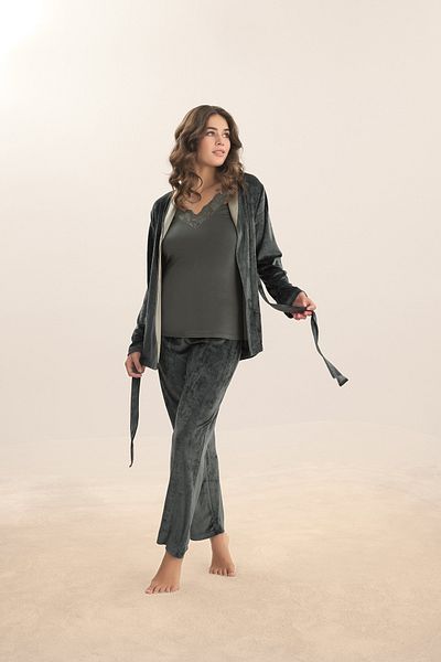 Sevim 16190 Velvet 3-Piece Pajama Set