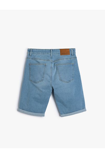 Koton Βαμβακερό Slim Fit Τζιν βερμούδα - Λεπτομέρεια τσέπης