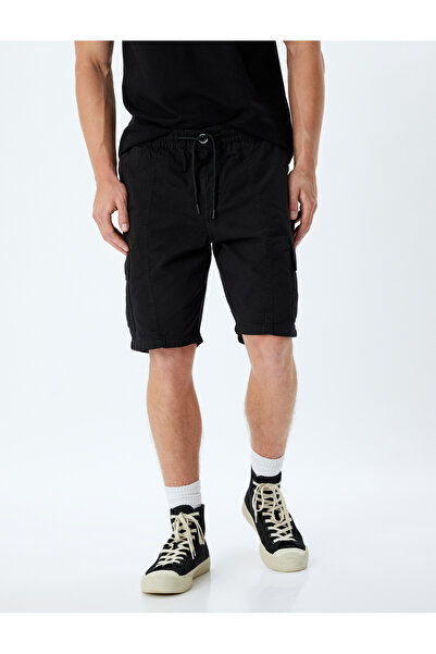 Koton Chino Şort Bermuda Kargo Cep Detaylı Beli Bağcıklı Pamuklu