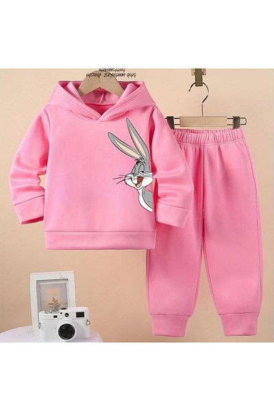 BENROMA Unisex Kids Tracksuit Set - Rabbit Printed, Oversize Fit