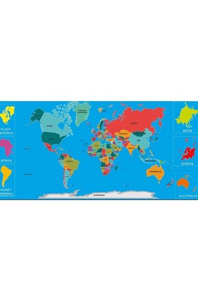 BALON HOME Colorful Türkiye World Map 56X118 cm
