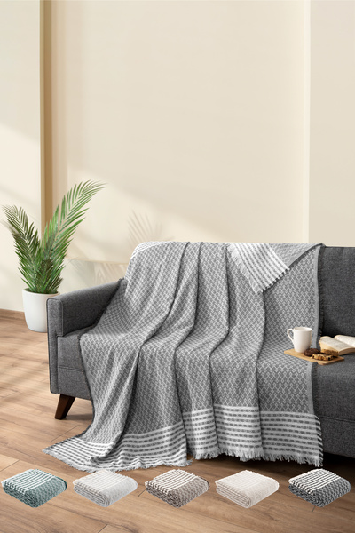 TeksNil Home |   حامي غطاء أريكة أنثراسايت |   شال أريكة |   170x200 |   غطاء...