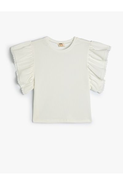 Koton Crop T-Shirt Μανίκι με λαιμόκοψη