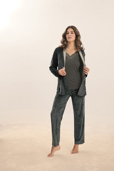 Sevim 16190 Velvet 3-Piece Pajama Set