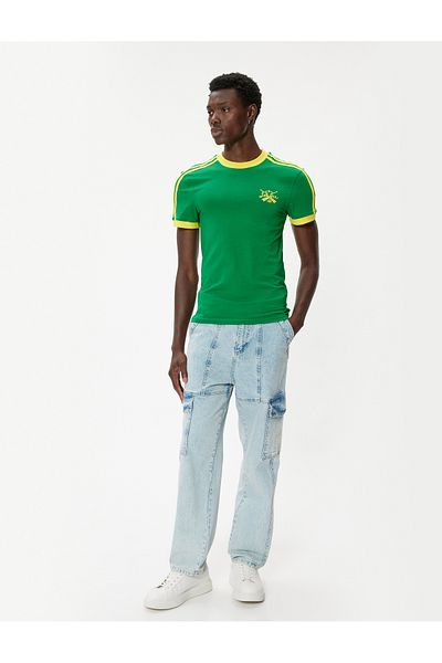 Koton Μπλουζάκι College Printed Slim Fit - Κοντό μανίκι, Crew Neck