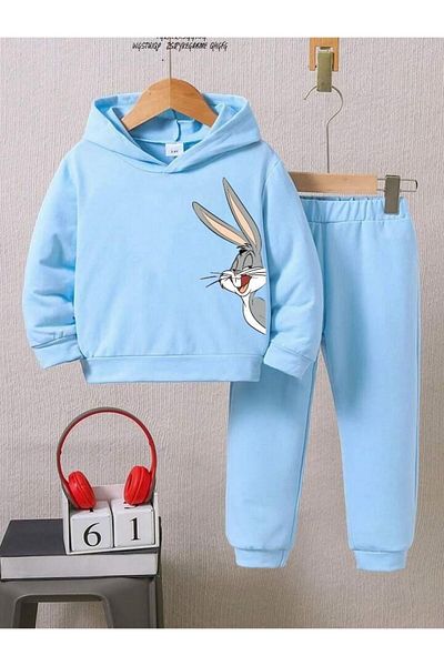 BENROMA Unisex Kids Tracksuit Set - Rabbit Printed, Oversize Fit