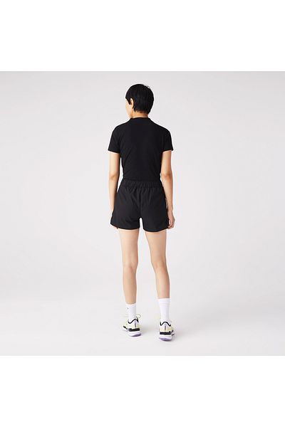 Lacoste Pantaloni scurți negri imprimați pentru femei Active