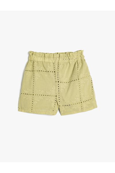 Koton Pantaloni scurți brodați din bumbac cu talie înaltă