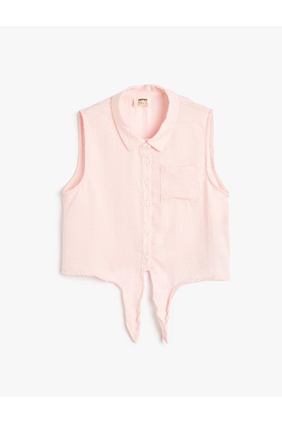 Koton Sleeveless Shirt with Tie Waist - Pocket Detail