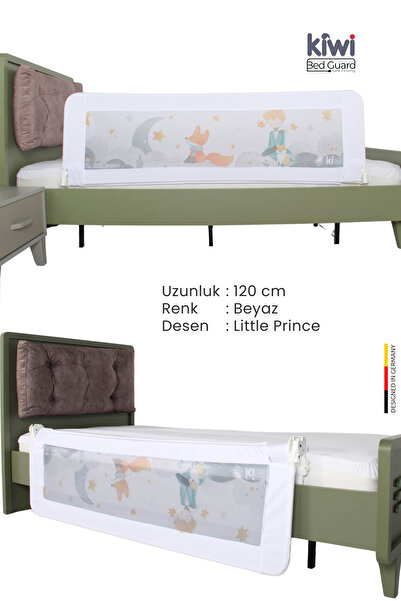 Kiwi حاجز سرير 120 سم مع مصعد تصميم الأمير الصغير، حاجز سرير أبيض اللون