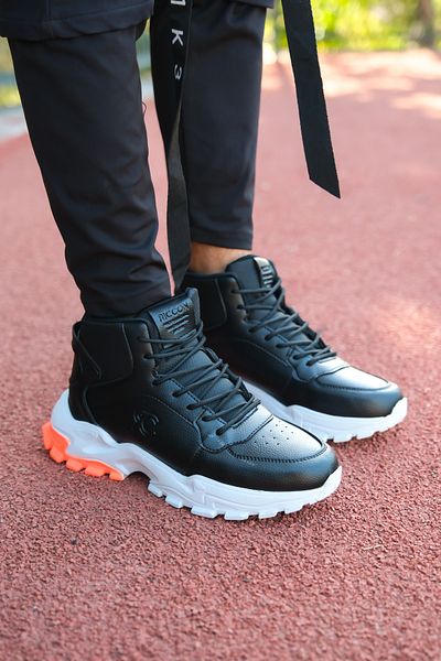 Riccon Unisex Μαύρο Λευκό Πορτοκαλί Sneaker - 0012108