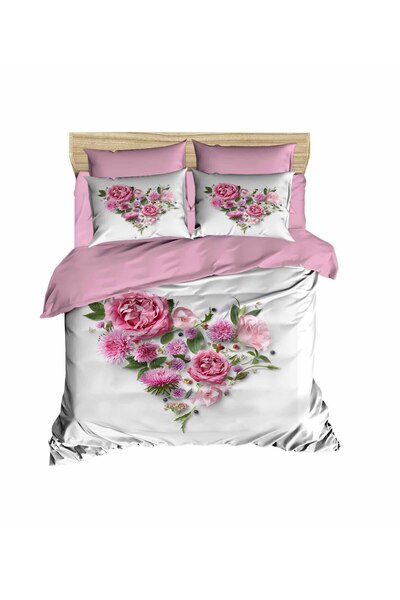 Fabeteks Heart Figured Rose 3D Digital Double Duvet Cover Set