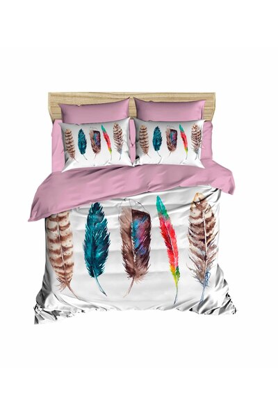 Fabeteks Colorful Feathers 3D Digital Double Duvet Cover Set