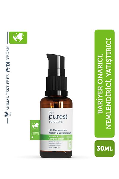 The Purest Solutions Erneuerndes und beruhigendes Vitamin B-Hautpflegeserum 30 ml (10 % Niacinamid + Provitamin B5)