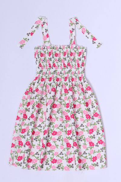HÇM Flower Patterned Strappy Girl's Dress - B35