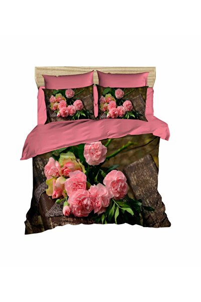 Fabeteks 3D Digital Double Duvet Cover Set in Rose Bench