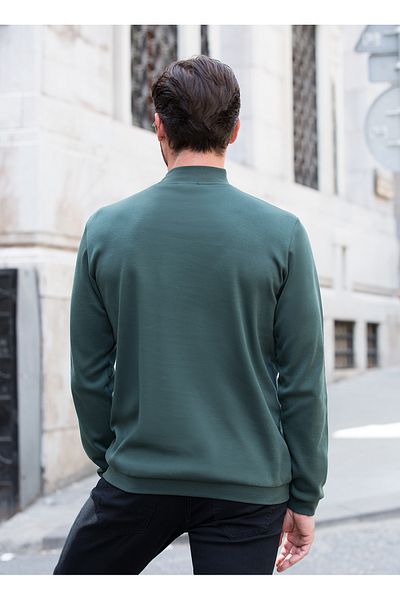 Masimar Men's 30/1 Combed Interlock Fabric Flexible Regular Fit Half Fisherman Sweatshirt