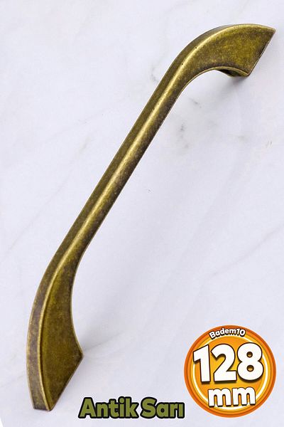 Badem10 Meriç 128 mm - 12,8 cm Mobilier din metal galben antic antic Dulap de bucătărie Mâner dulap Mâner