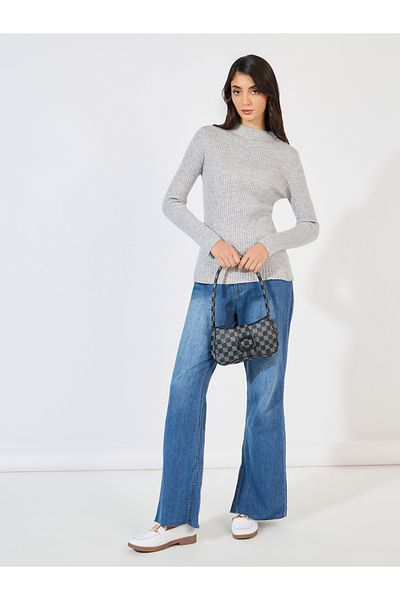 Styli Ribbed Fitted Regular Length High Neck Sweater
