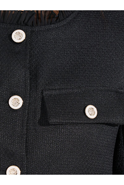 Styli Regular Fit Tweed Jacket with Woven Trim