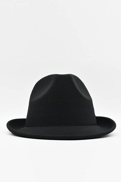 Külah Men's Black Fedora Hat Cowboy Panama Cap