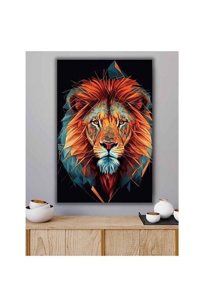 Şehzat Design Aslan Salon Oturma Odası Genç Odası Ofis Için Dijital Baskı Kan...