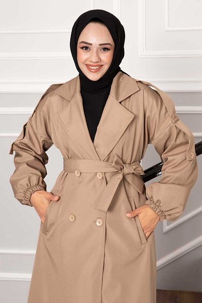 EBRUTESETTÜR Epaulettes Shoulder Button Trench Coat