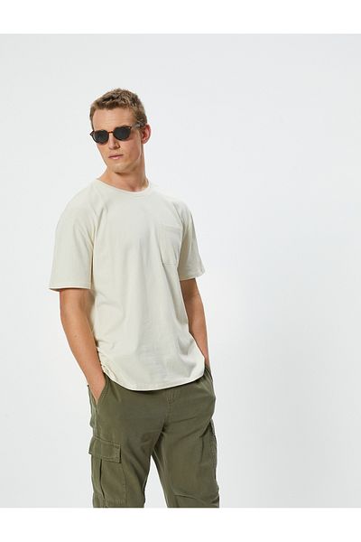 Koton Oversize T-Shirt Pocket Detailed Crew Neck Short Sleeve Cotton